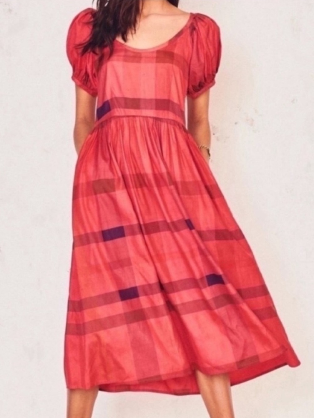 LoveShackFancy Lais Silk Midi Dress Ruby Red